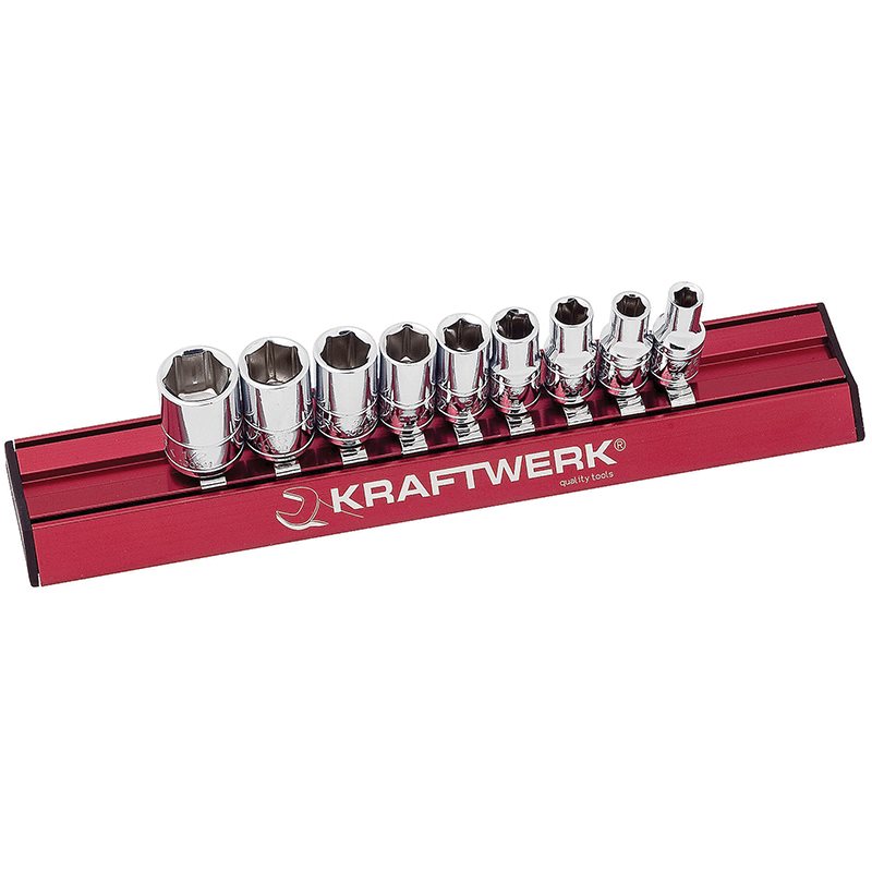 Kraftwerk Magnetic Rail Socket Set 1/4-Inch Drive Imperial 9 Pieces