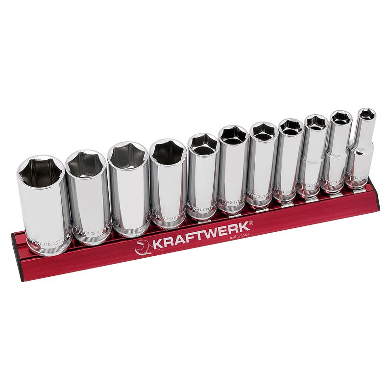 Kraftwerk Magnetic Rail Deep Socket Set 3/8-Inch Drive 11 Pieces