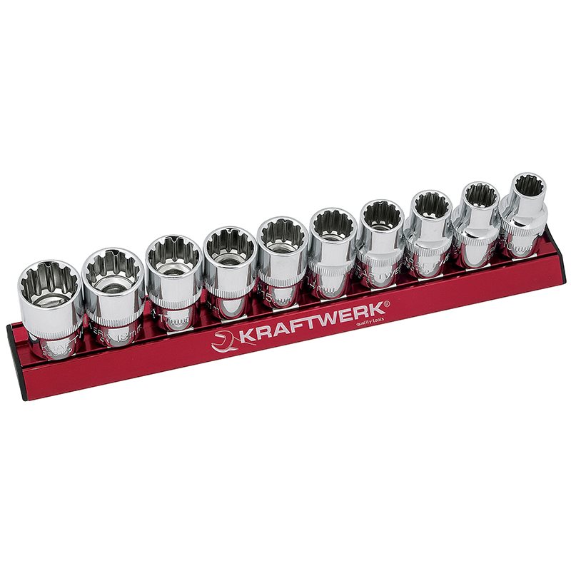 Kraftwerk Magnetic Rail Combi Socket Set 1/2-Inch Drive 10 Pieces